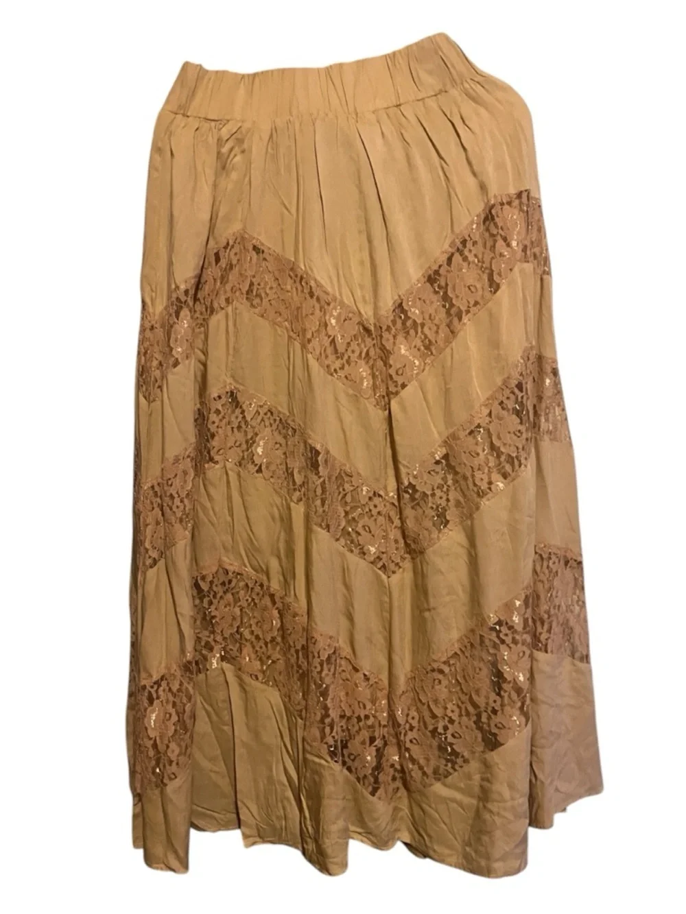 Raj Beige Lace Chevron Maxi Skirt